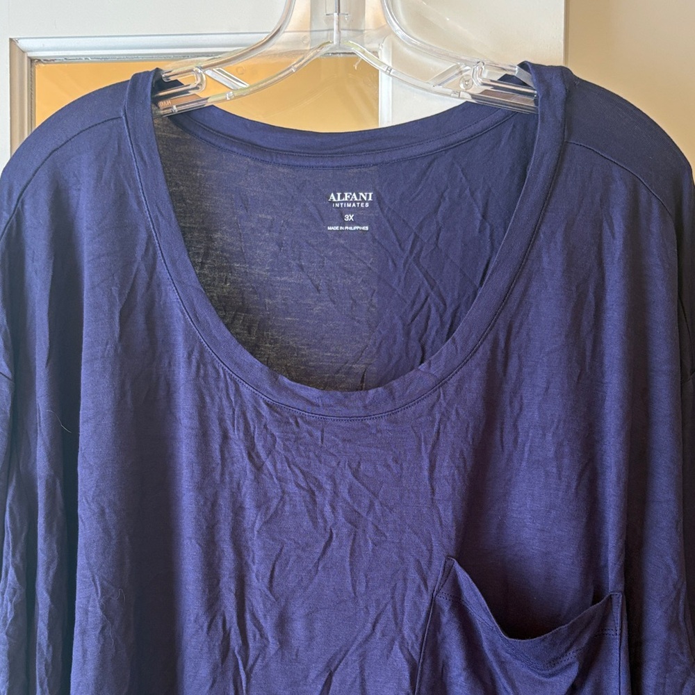 NWT 3X Alfani Intimates Deep Blue Purple Long Sleeve pajama loungewear Top